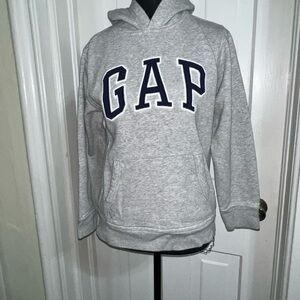 GAP Heather Gray Hoodie with Navy Logo boys size large 10